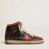 Men's Sky-Star in glossy black leather with red star