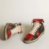Men's Sky-Star in glossy black leather with red star