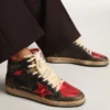 Men's Sky-Star in glossy black leather with red star