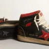 Men's Sky-Star in glossy black leather with red star