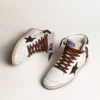 Men’s Sky-Star in white nappa leather with a chocolate suede star