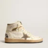 Men’s Sky-Star in white nappa leather with dove-gray suede star