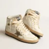 Men’s Sky-Star in white nappa leather with dove-gray suede star