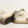 Men’s Sky-Star in white nappa leather with dove-gray suede star