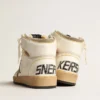 Men’s Sky-Star in white nappa leather with dove-gray suede star