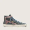 Men's Slide in gray suede with brown nubuck star and flash