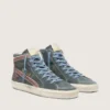 Men's Slide in gray suede with brown nubuck star and flash
