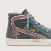 Men's Slide in gray suede with brown nubuck star and flash