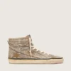 Men's Slide LAB sneakers in tobacco-colored suede with crystals and tobacco-colored suede star