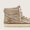 Men's Slide LAB sneakers in tobacco-colored suede with crystals and tobacco-colored suede star