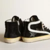 Men's Slide Penstar in black suede with black star and white flash