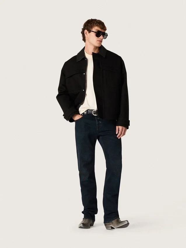 Men’s slim-fit jeans in dark indigo stretch denim