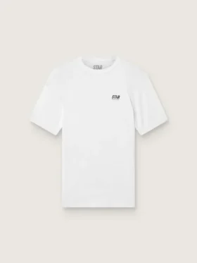 Men's slim-fit white sports T-shirt