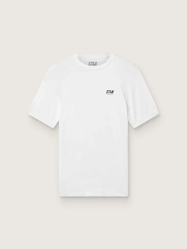 Men's slim-fit white sports T-shirt