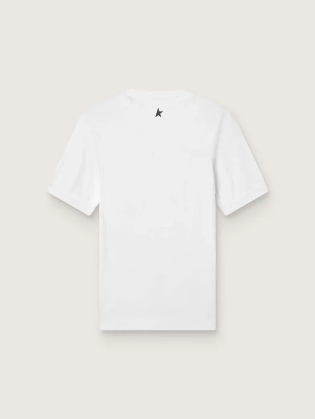 Men's slim-fit white sports T-shirt