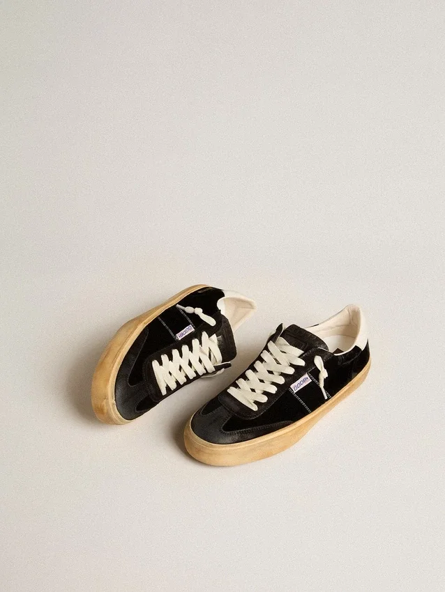 Men's Soul Star in black velvet with white leather heel tab