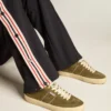 Men's Soul Star in green suede with white leather heel tab and tongue