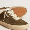 Men's Soul Star in green suede with white leather heel tab and tongue