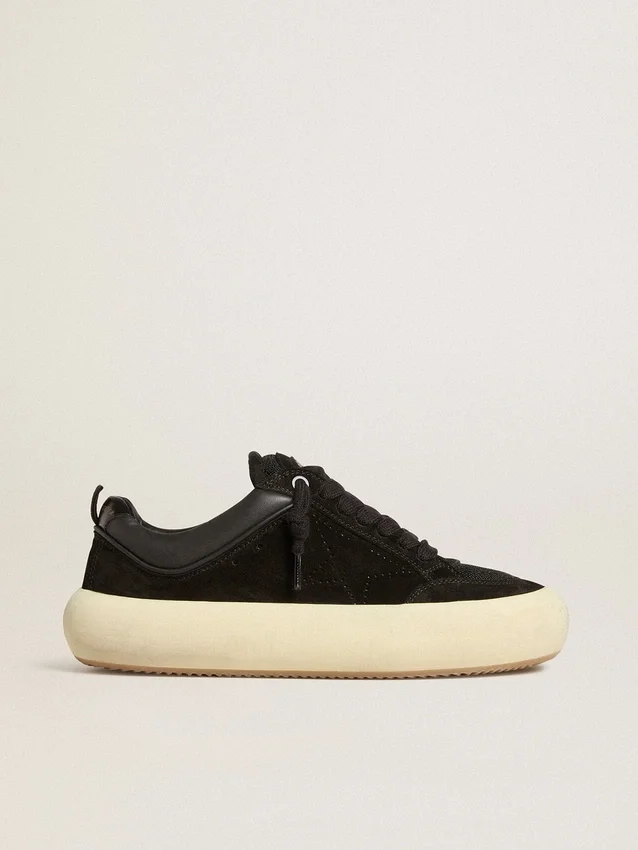 Men's Space-Star Cube in black suede with perforated star