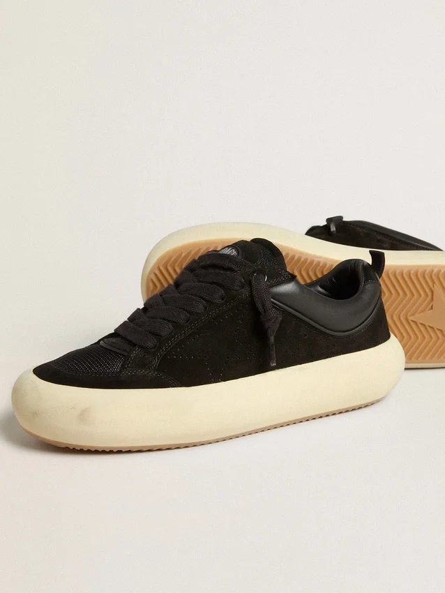 Men's Space-Star Cube in black suede with perforated star