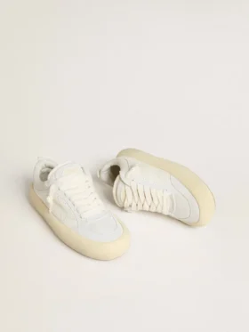 Men’s Space-Star Cube in white leather with perforated star