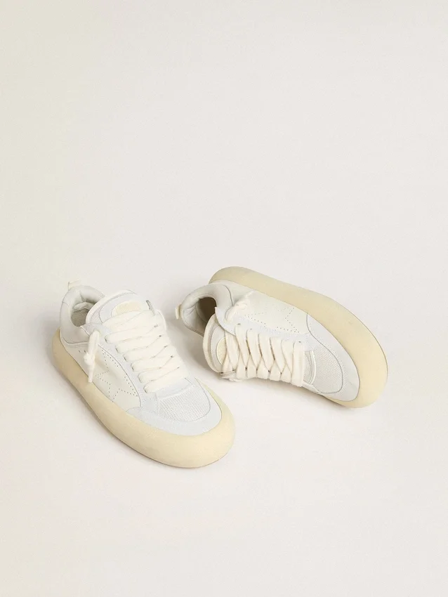 Men's Space-Star Cube in white leather with perforated star