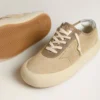 Men's Space-Star in beige suede with perforated star and metallic silver heel tab