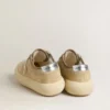 Men's Space-Star in beige suede with perforated star and metallic silver heel tab