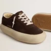 Men's Space-Star in dark brown suede with metallic silver heel tab