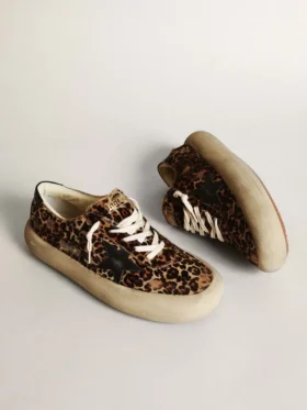 Men’s Space-Star in leopard print pony skin with black star and heel