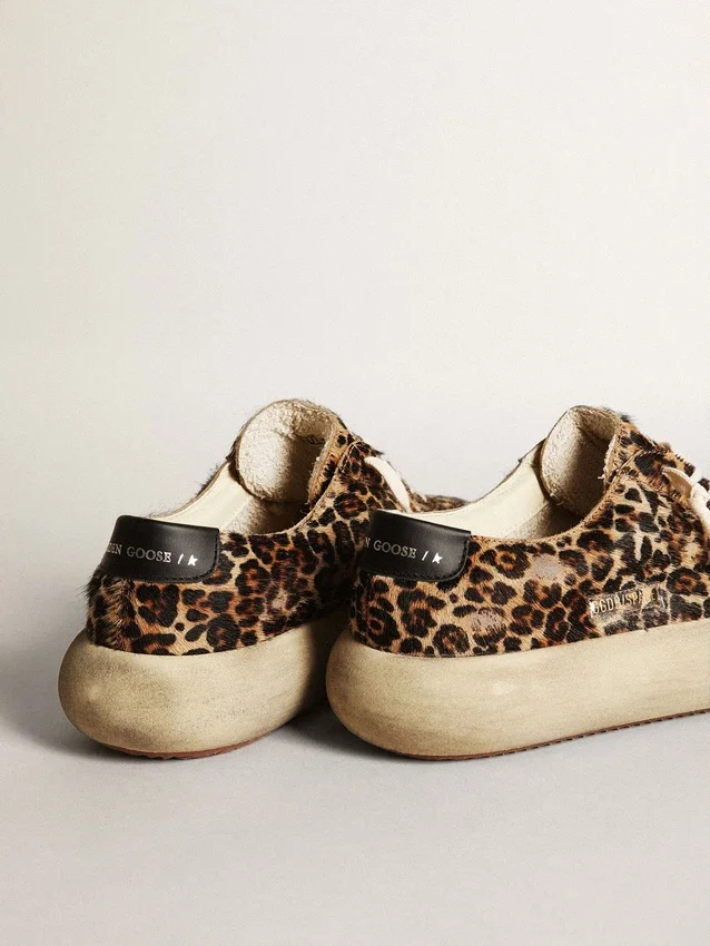 Men's Space-Star in leopard print pony skin with black star and heel