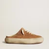 Men's Space-Star Sabots in tobacco suede with perforated star