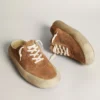Men's Space-Star Sabots in tobacco suede with perforated star