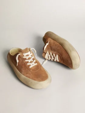 Men’s Space-Star Sabots in tobacco suede with perforated star