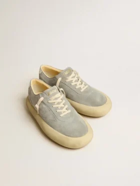 Men’s Space-Star shoes in ice-gray suede with perforated star