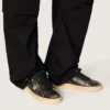 Men's Stardan in black leather with black leather star and heel tab