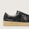 Men's Stardan in black leather with black leather star and heel tab