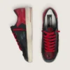 Men’s Stardan in black leather with red star and black mesh and red leather inserts
