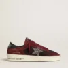 Men's Stardan in black mesh and burgundy suede with white leather star