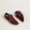 Men's Stardan in black mesh and burgundy suede with white leather star