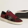Men's Stardan in black mesh and burgundy suede with white leather star