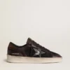 Men's Stardan in brown suede and black mesh with white leather star and nappa leather inserts