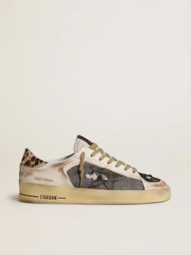 Men's Stardan in nappa and mesh with leopard-print pony skin heel tab