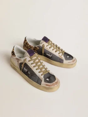 Men’s Stardan in nappa and mesh with leopard-print pony skin heel tab