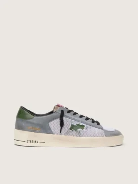 Men's Stardan in powder-blue suede with green leather star and heel tab