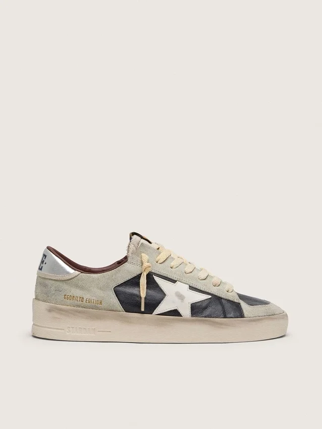 Men's Stardan in suede and leather with leather star and metallic heel tab