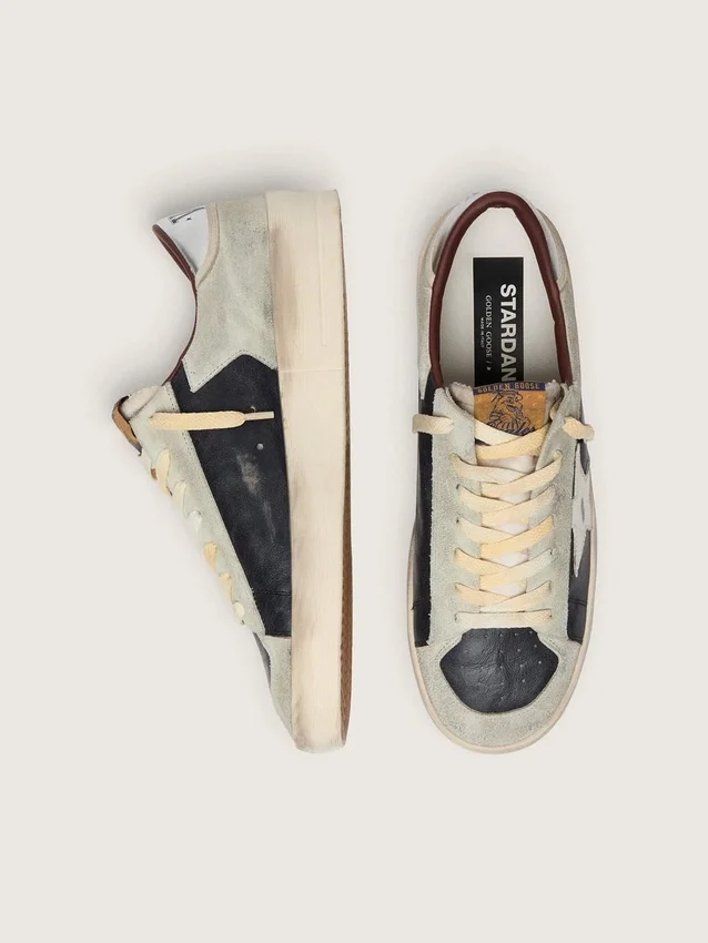 Men's Stardan in suede and leather with leather star and metallic heel tab