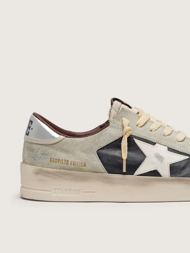 Men's Stardan in suede and leather with leather star and metallic heel tab