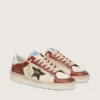 Men’s Stardan in white and brick-red leather with olive-green laminated leather star