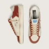 Men’s Stardan in white and brick-red leather with olive-green laminated leather star